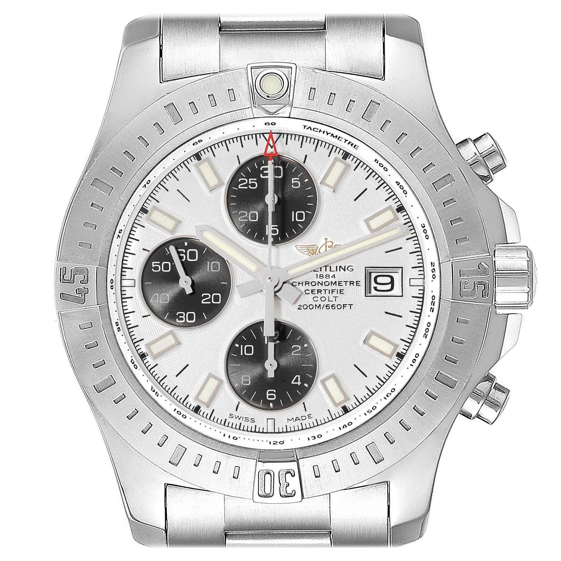 Breitling Colt Automatic Chronograph Steel Mens Watch A13388 Box Card For Sale