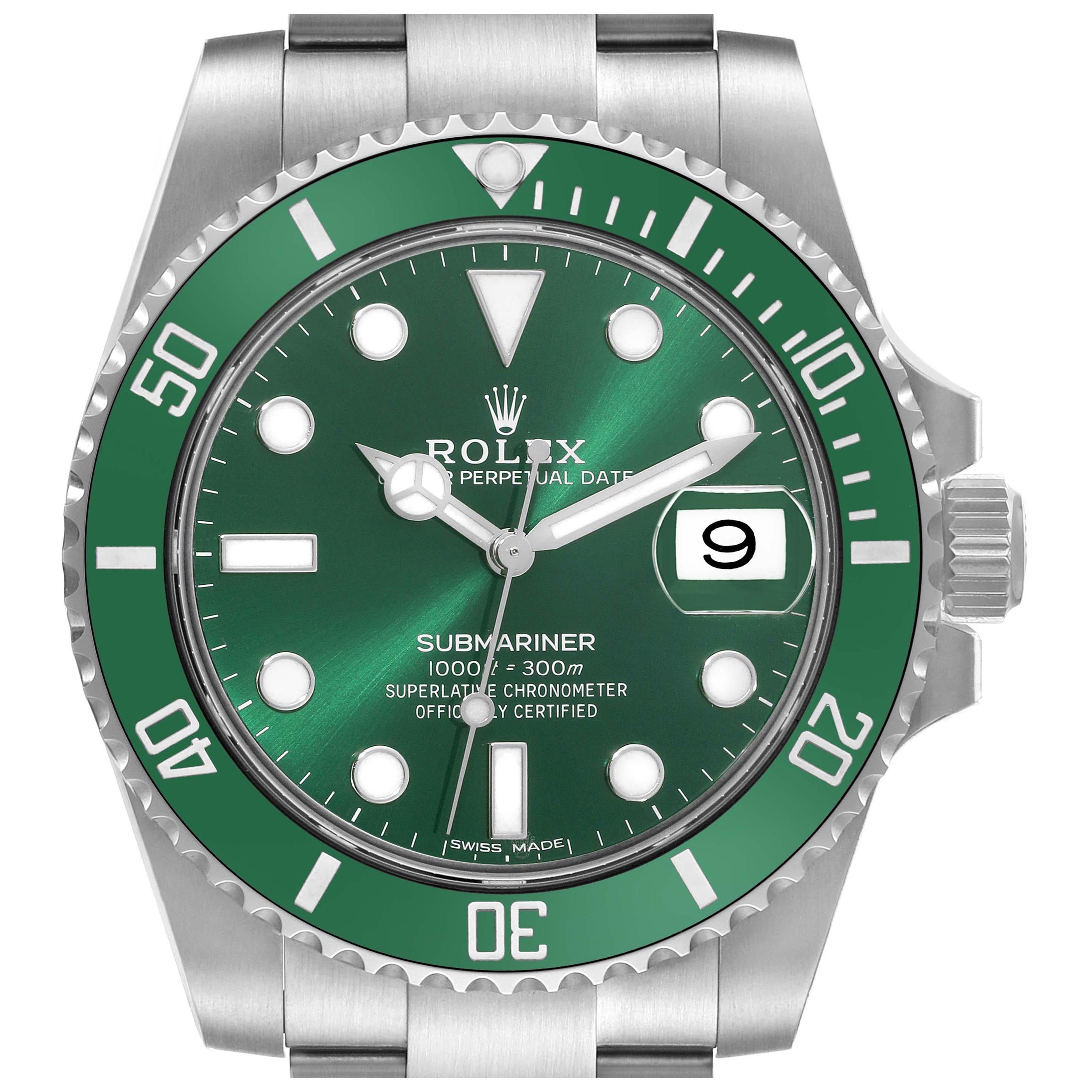 Rolex Submariner Hulk Green Dial Steel Mens Watch 116610LV Box Card