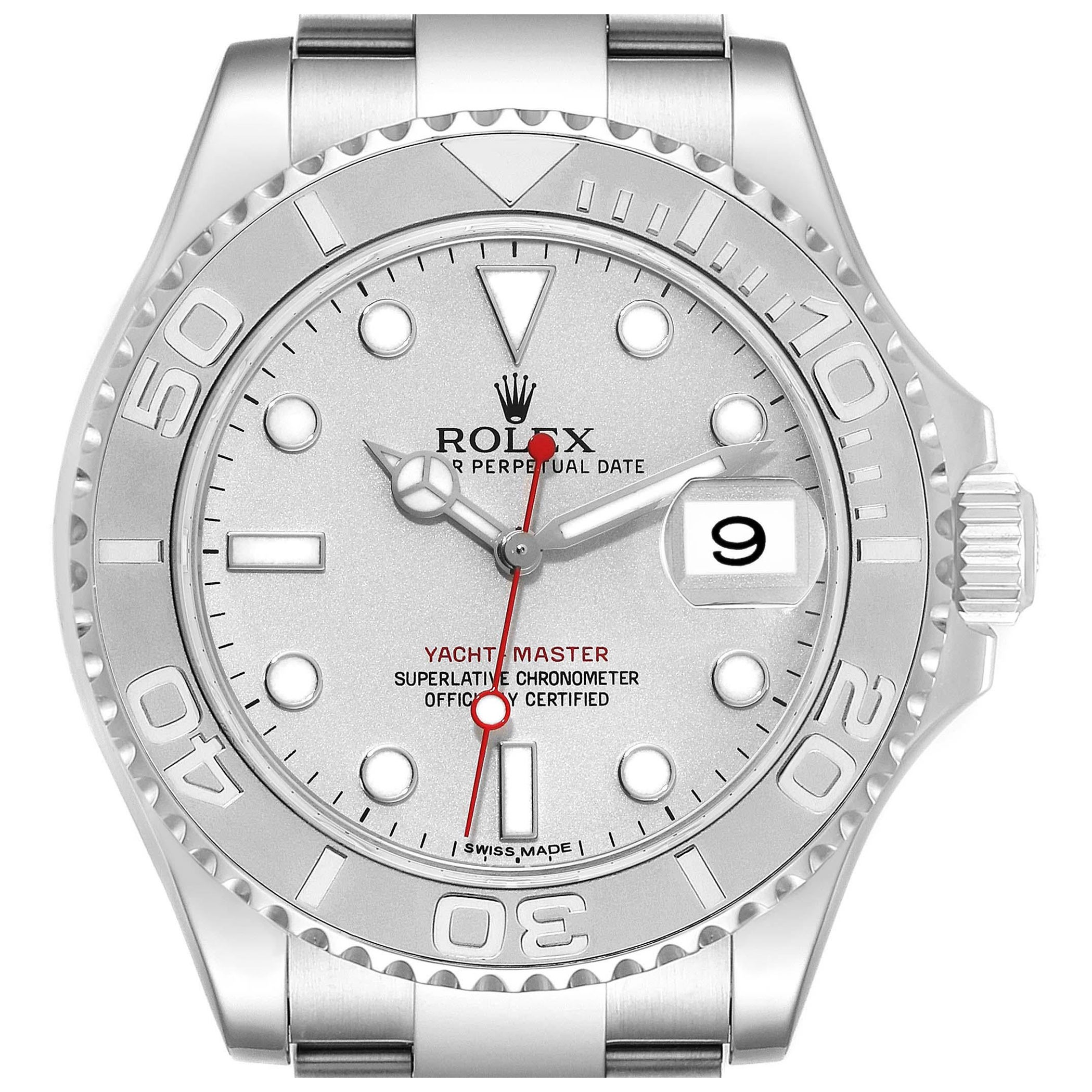 Rolex Yachtmaster Platinum Dial Steel Mens Watch 116622