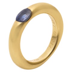 Retro Cartier Ellipse Collection 18k Gold Band Ring with 0.40 cts. of Sapphire 