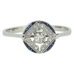 Art Deco Saphir- und Diamant-Cluster-Ring