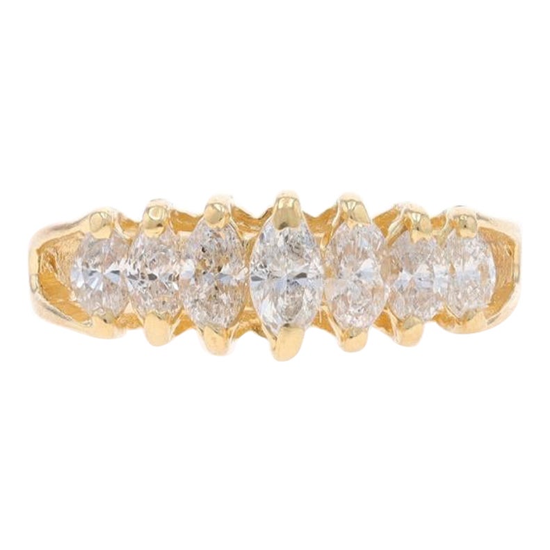Yellow Gold Diamond Seven-Stone Ring - 14k Marquise 1.00ctw For Sale