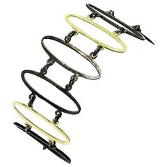 Oxidized Sterling Silver and Gold Ovals Chain Link Bracelet 2
