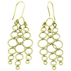 Gold Chandelier Earrings Made of Hoops and Circles in 18 Karat Gold