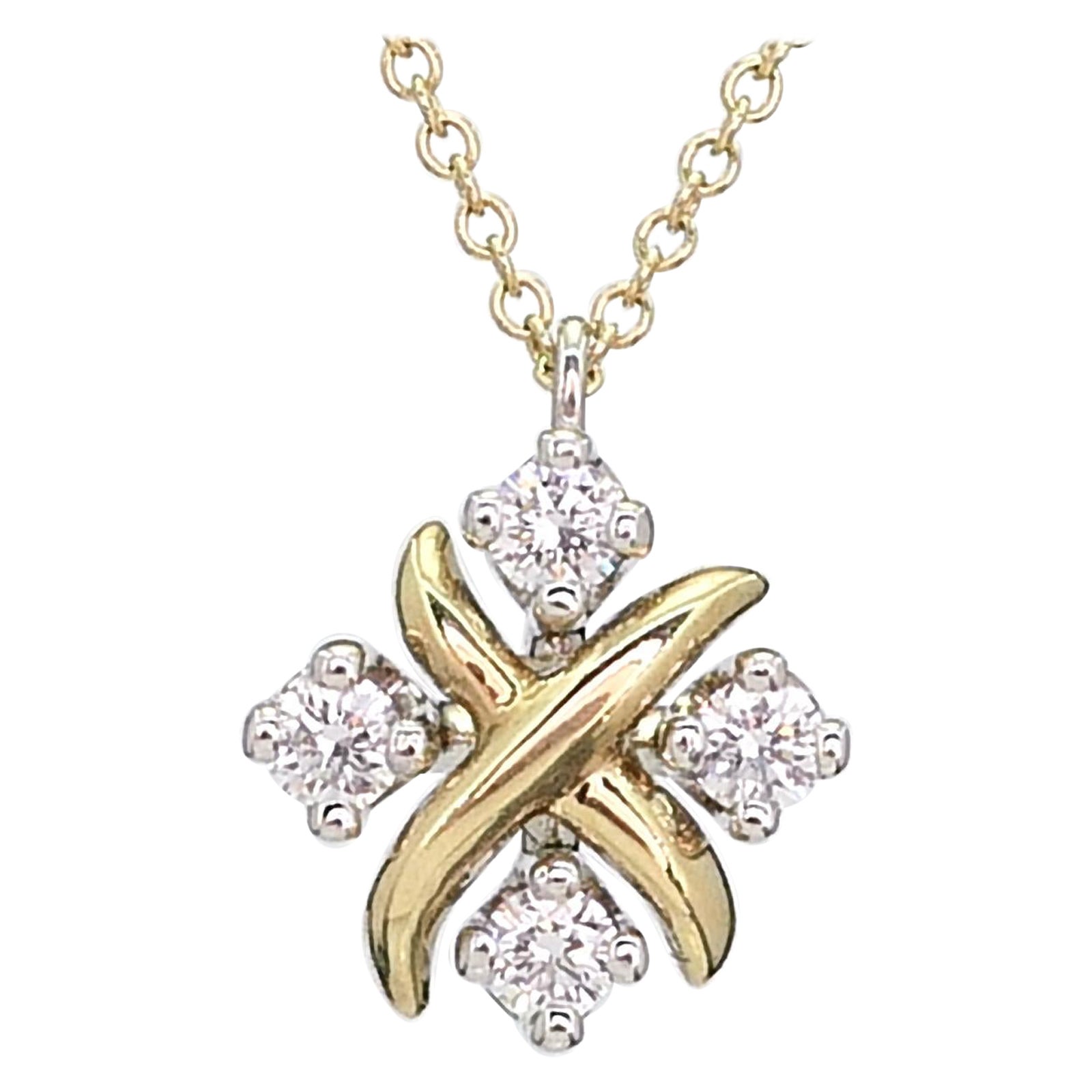 18k Platinum Tiffany & Co. Diamond Schlumberger Lynn Necklace i15017 For Sale