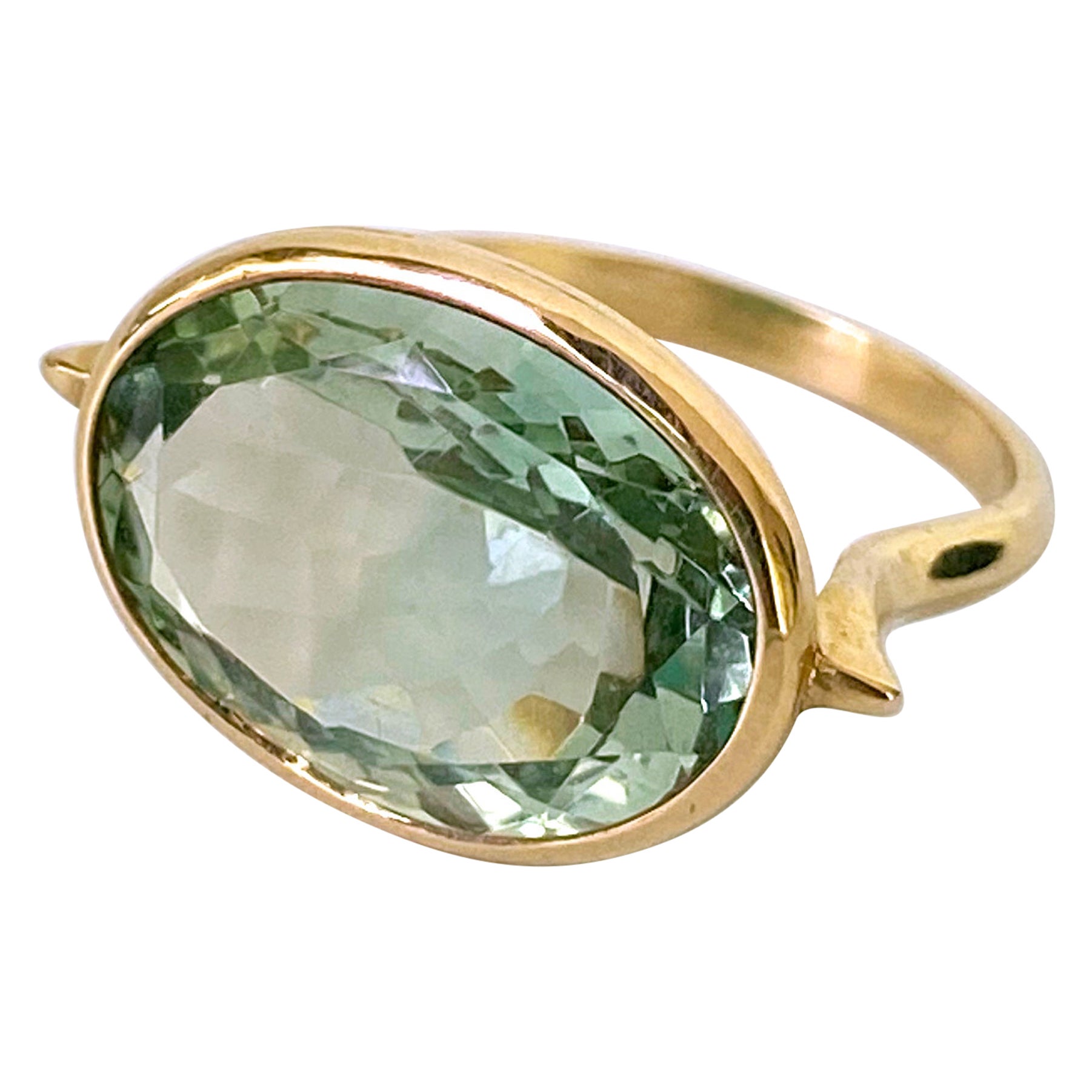 Marina J. Green Amethyst & Solid 14k Yellow Gold Ring For Sale