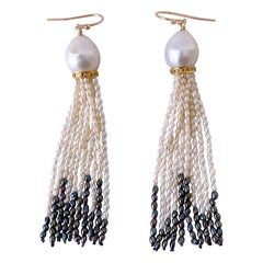 Marina J. Solid 14k & Pearl Earrings with Ombre Tassels