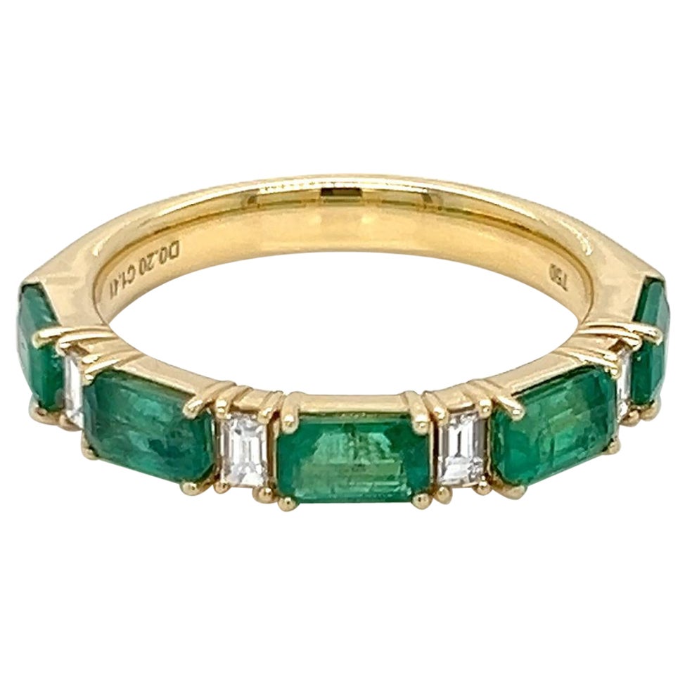 1.61 Carats Emerald Baguette Diamond Half Eternity Ring For Sale