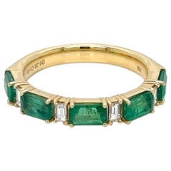 1.61 Karat Smaragd Baguette-Diamant Halb-Eternity-Ring