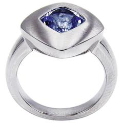 Square Blue Topaz and Matte Finish Sterling Silver Ring 10