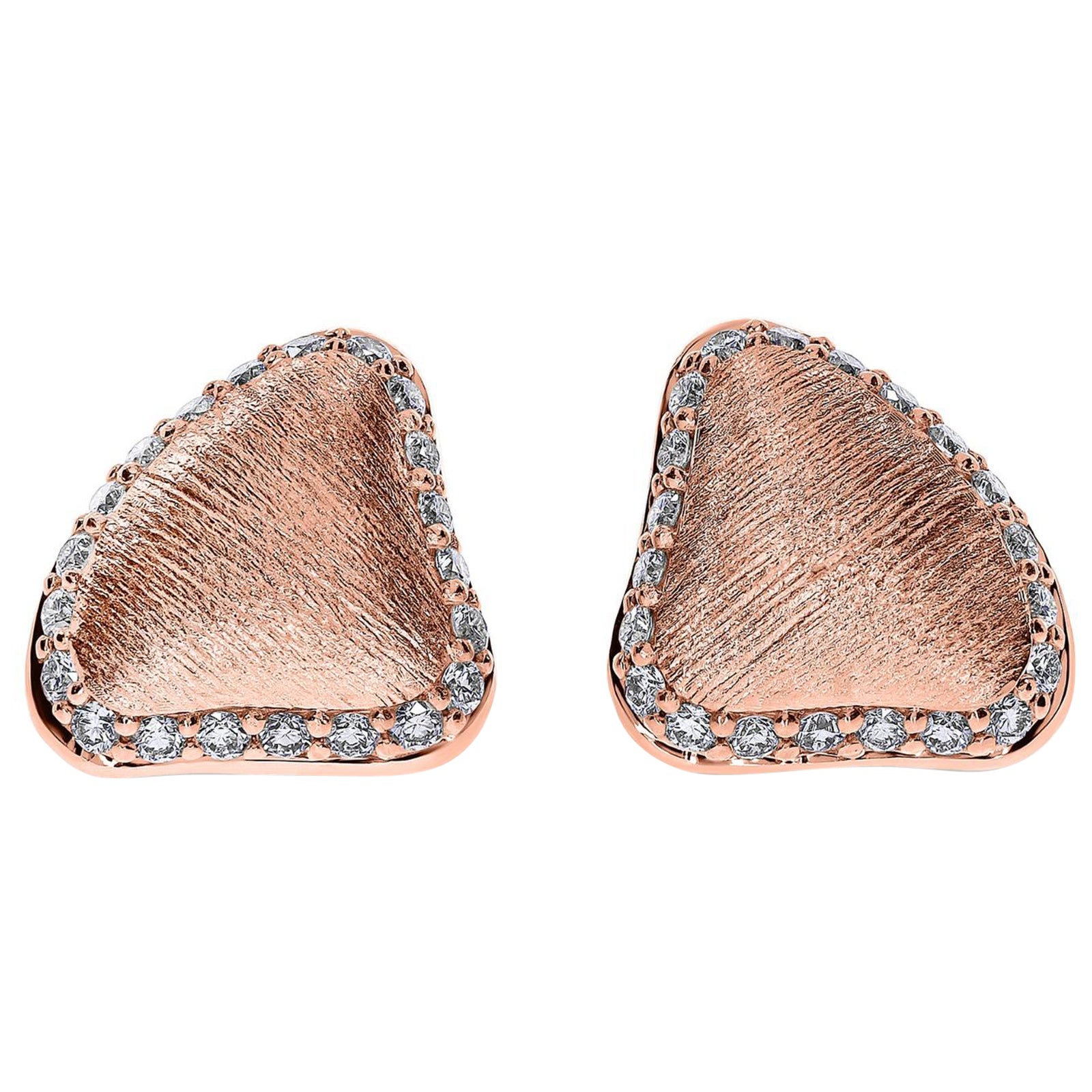 Tachuelas de guijarros de oro rosa de 18k y diamantes en venta