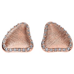 Boucles d'oreilles galets en or rose 18k et diamants