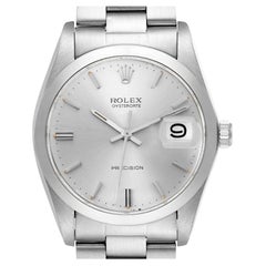 Rolex OysterDate Precision Silver Dial Used Steel Mens Watch 6694