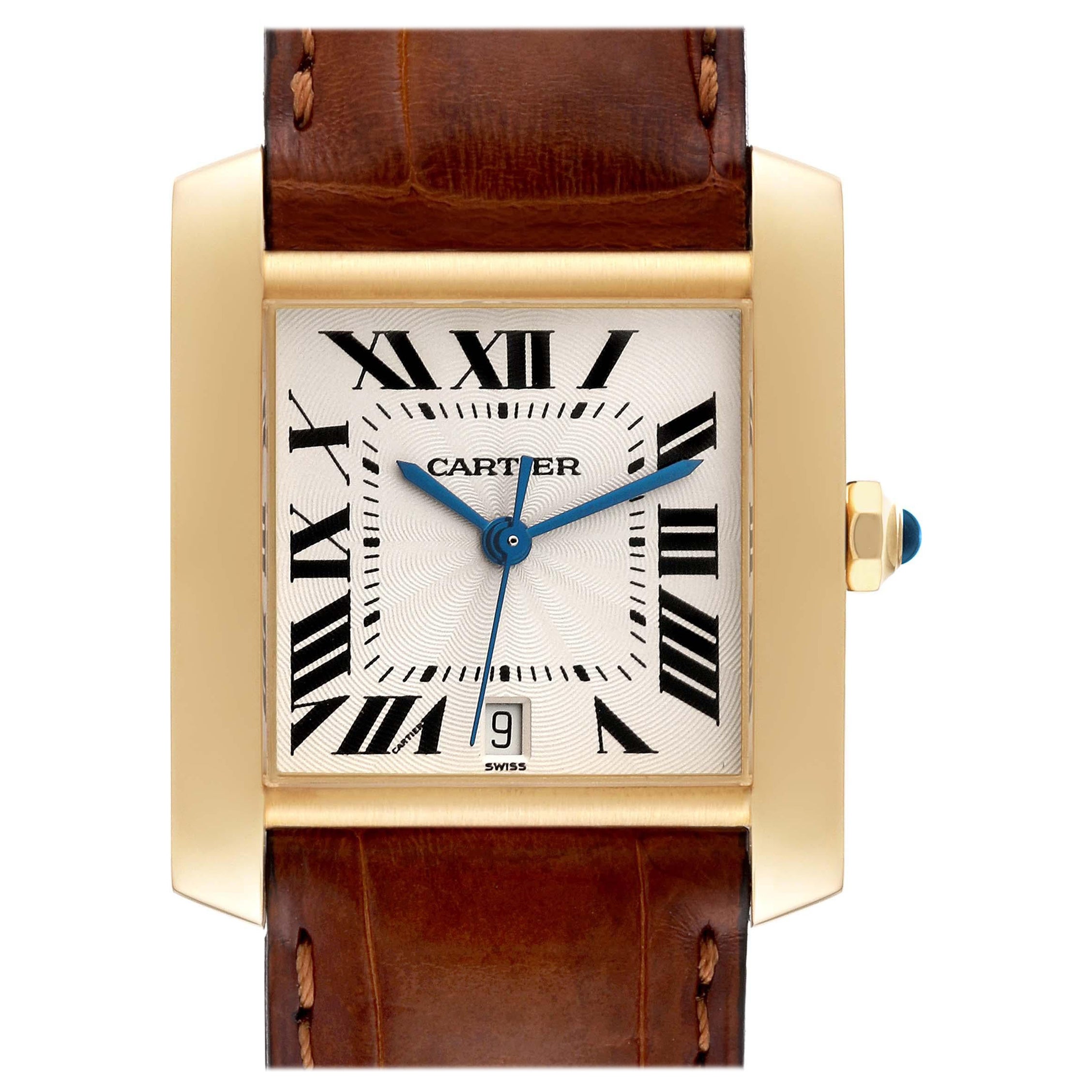 Cartier Tank Francaise Large Yellow Gold Automatic Mens Watch W5000156 For Sale