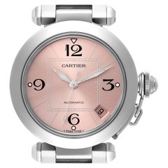 Cartier Pasha C Midsize Pink Dial Automatic Steel Ladies Watch W31075M7