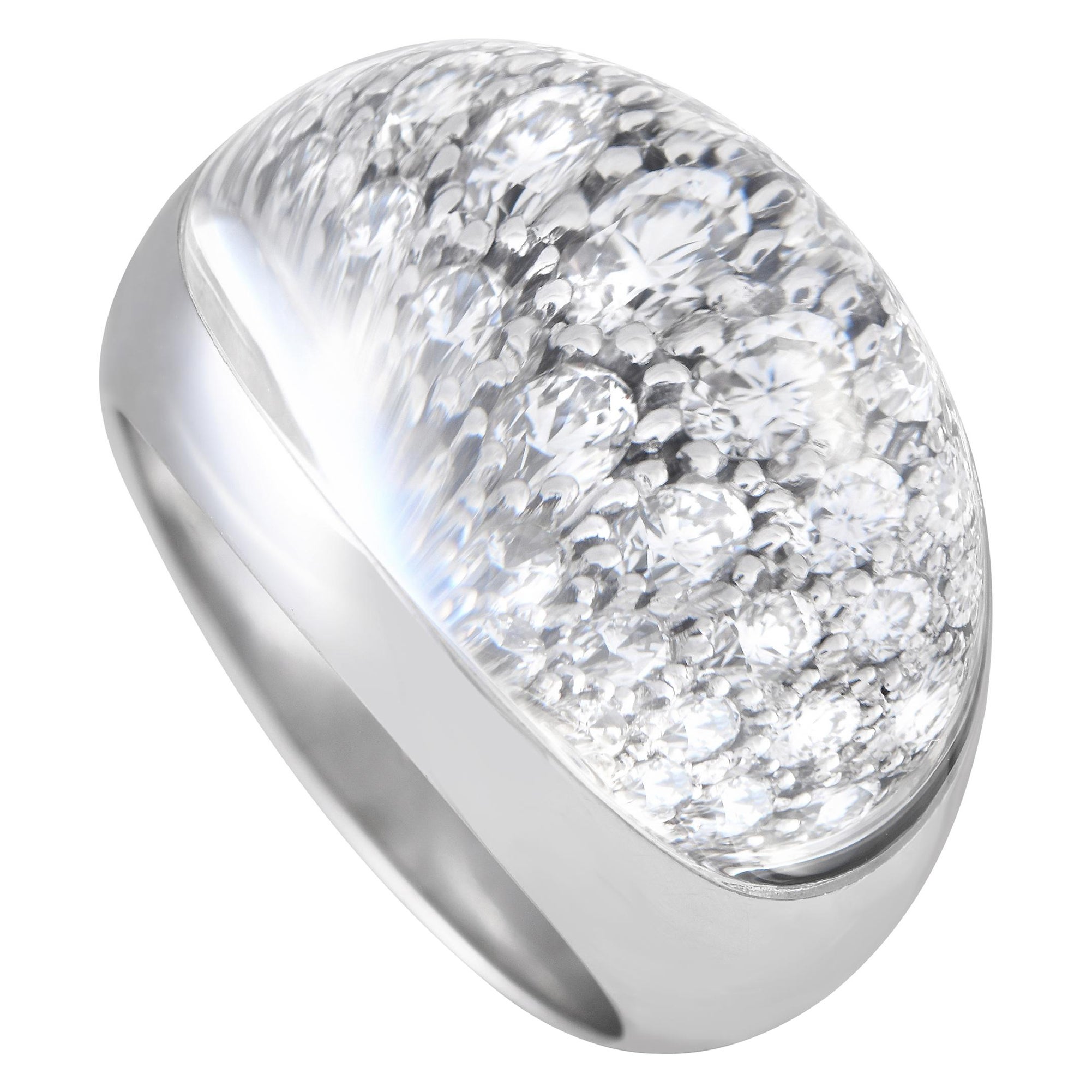 Cartier Myst 18K White Gold 1.0ct Diamond and Rock Crystal Ring For Sale