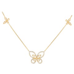 14K Yellow Gold 1.0ct Diamond Butterfly Necklace