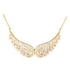 14K Yellow Gold 1.05ct Diamond Wing Necklace