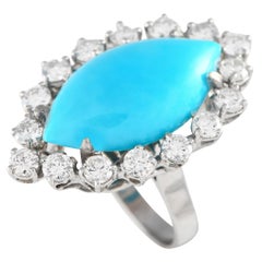 18K White Gold 1.60ct Diamond and Turquoise Ring/Pendant