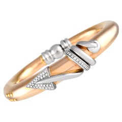 Bracelet jonc Nouvelle Bague en or blanc et jaune 18 carats avec diamants de 0,65 carat