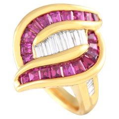 18K Yellow Gold 0.70ct Diamond and Ruby Ring