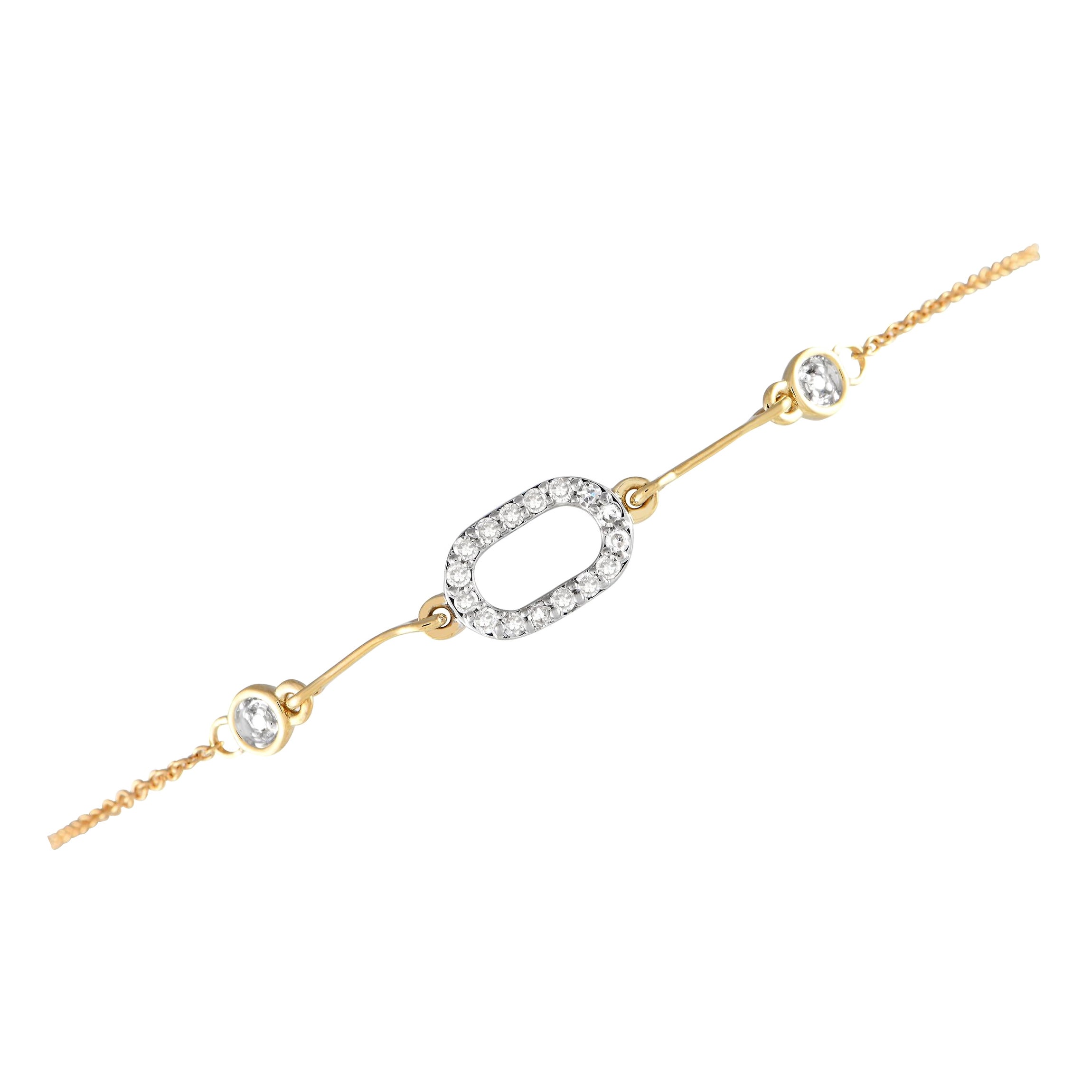 14K Yellow Gold 0.10ct Diamond Bracelet For Sale