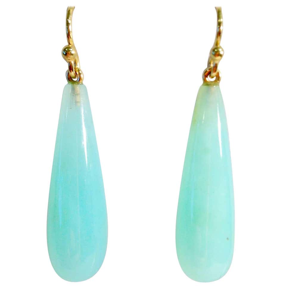 Peruvian Opal Drop Earrings Set in Gold at 1stDibs | peruvian opal earrings