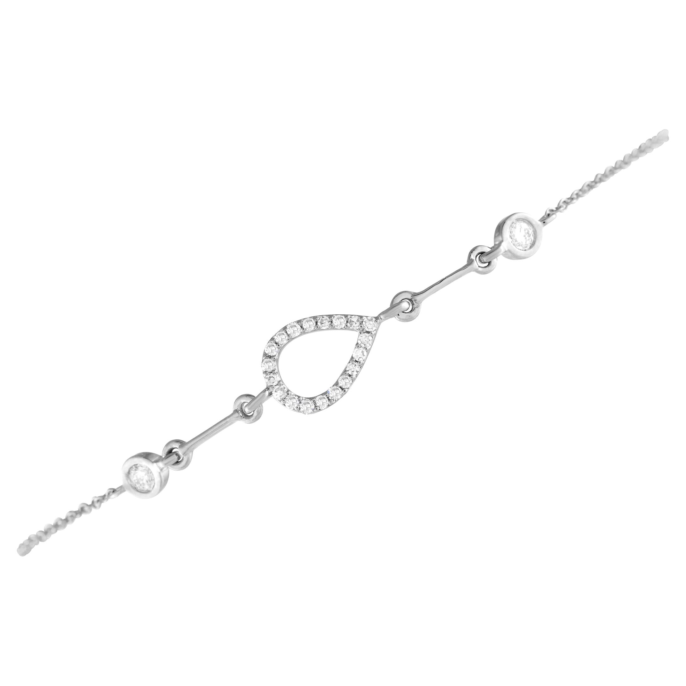 14K White Gold 0.16ct Diamond Bracelet For Sale