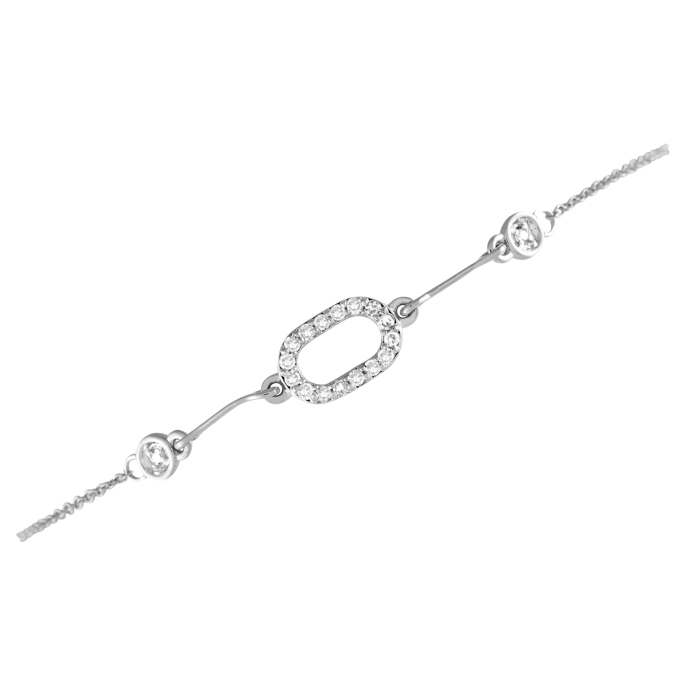 14K White Gold 0.10ct Diamond Bracelet