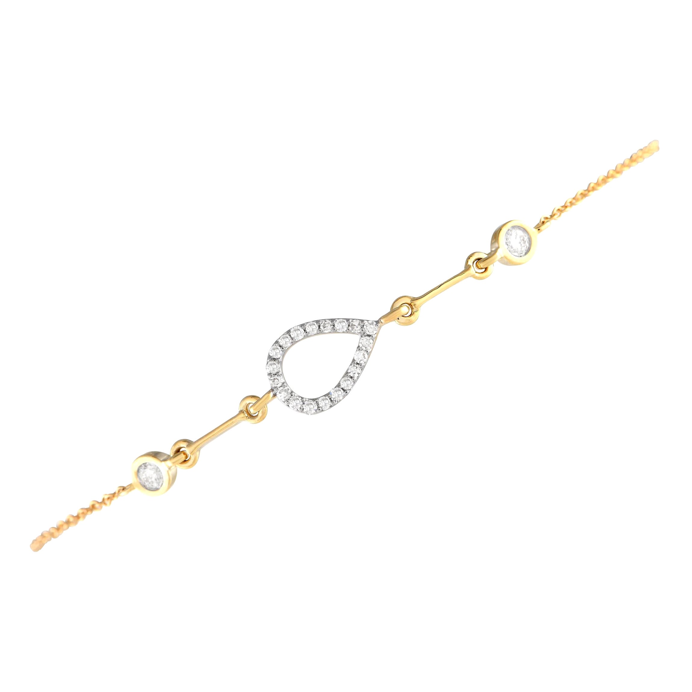 14K Yellow Gold 0.16ct Diamond Bracelet For Sale