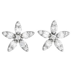 14K White Gold 0.60ct Diamond Flower Earrings