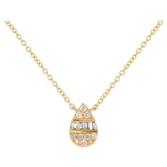 14K Yellow Gold 0.10ct Diamond Pear Necklace