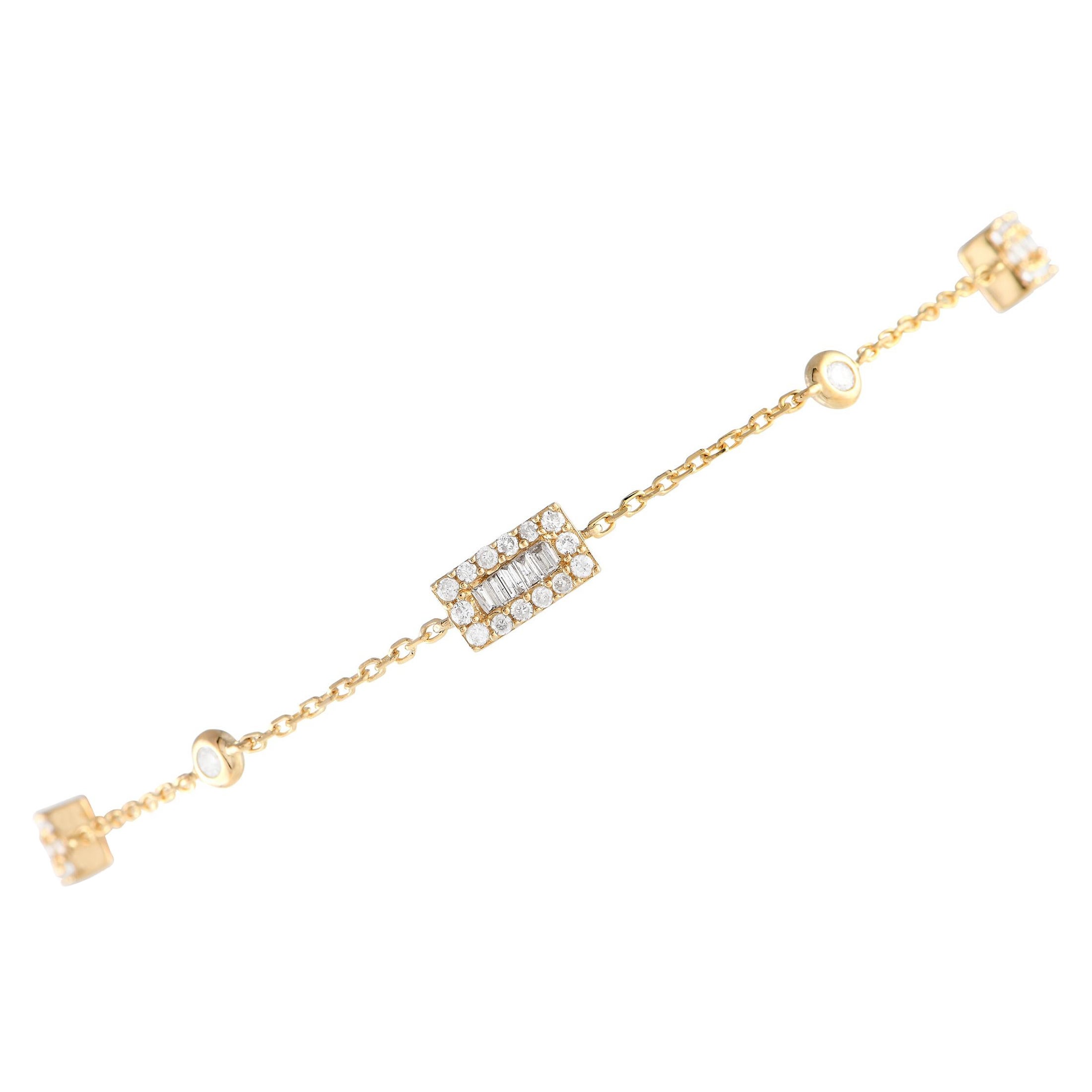 14K Yellow Gold 0.45ct Diamon Bracelet For Sale