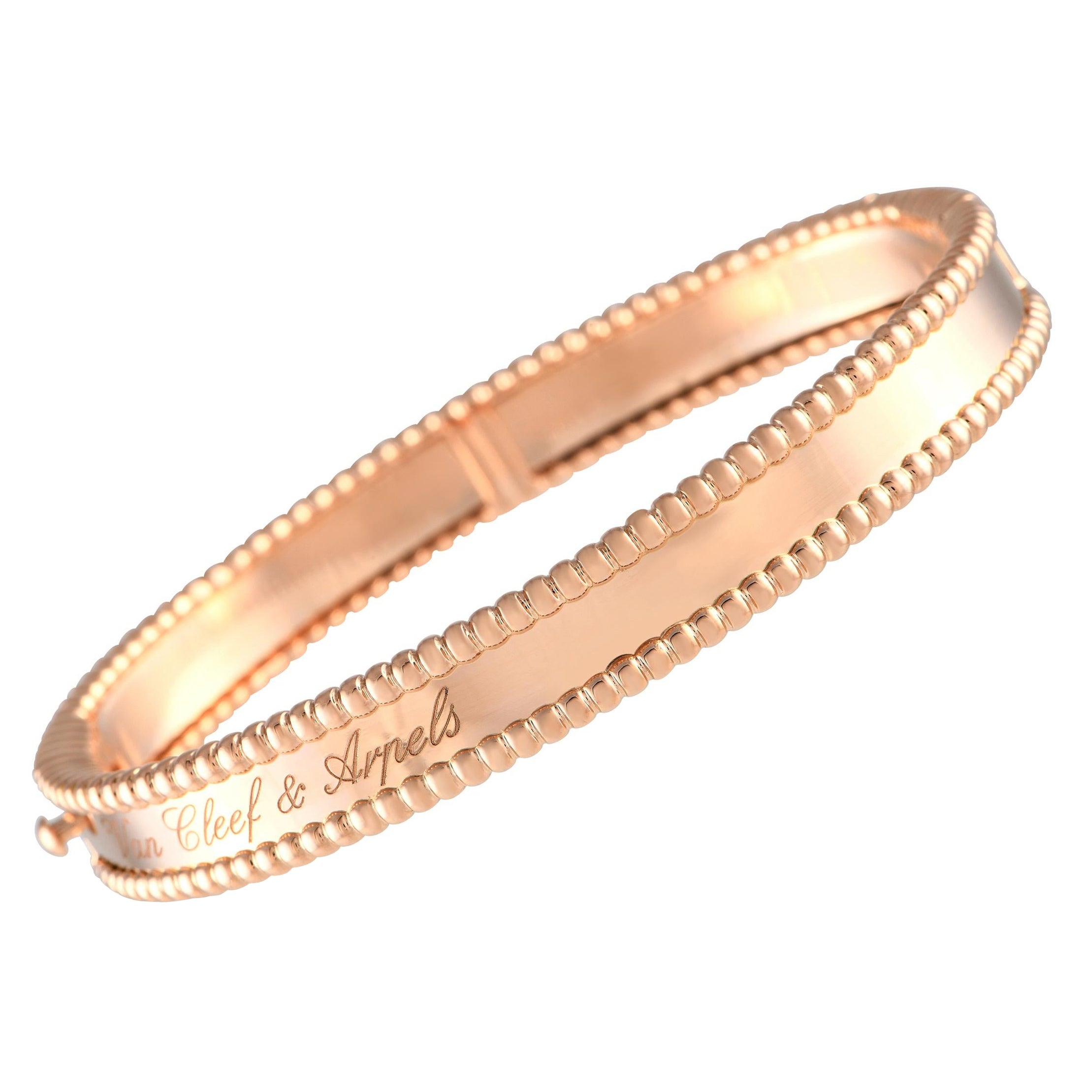 Van Cleef & Arpels Perlee 18K Rose Gold Bracelet Size Small For Sale