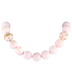VERDURA Collier en or jaune 18 carats, quartz rose et perles