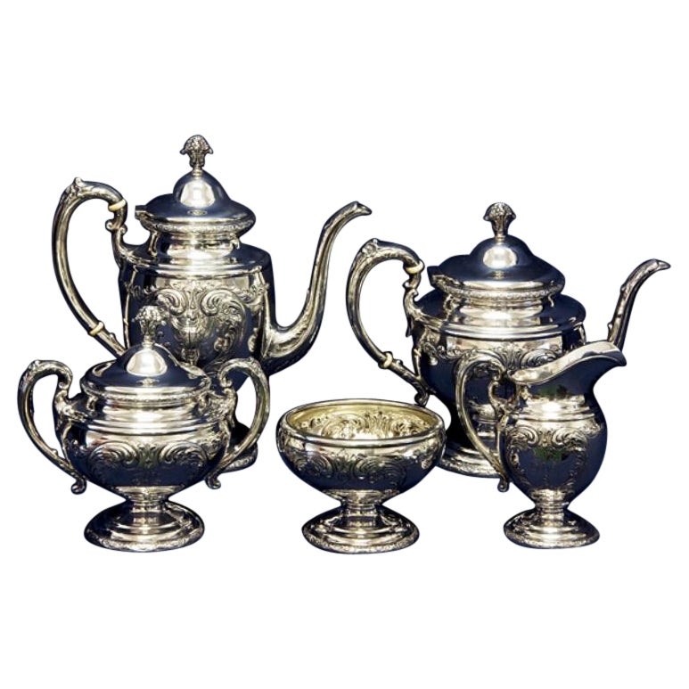 OLD MASTER 5 piece Sterling silver tea/coffee set For Sale