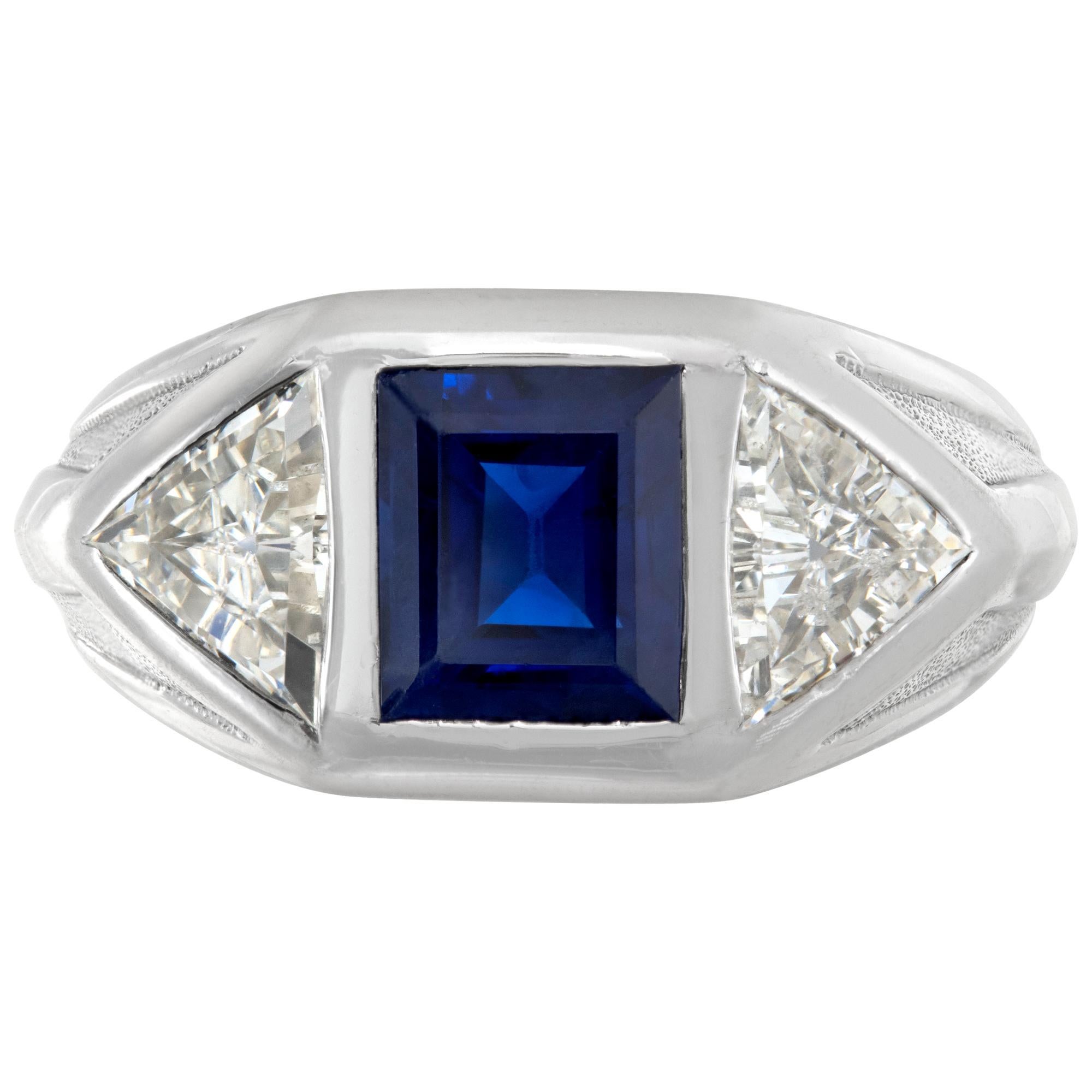 AGL Certified Sapphire and diamond platinum ring