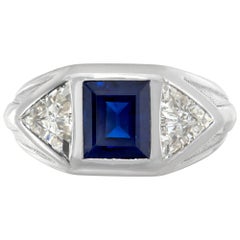 AGL Certified Sapphire and diamond platinum ring 