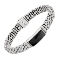 Designer LAGOS, Caviar collection faceted onyx sterling silver bracelet