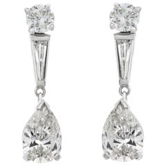 GIA Certified Diamond Platinum And 14k White Gold Earrings