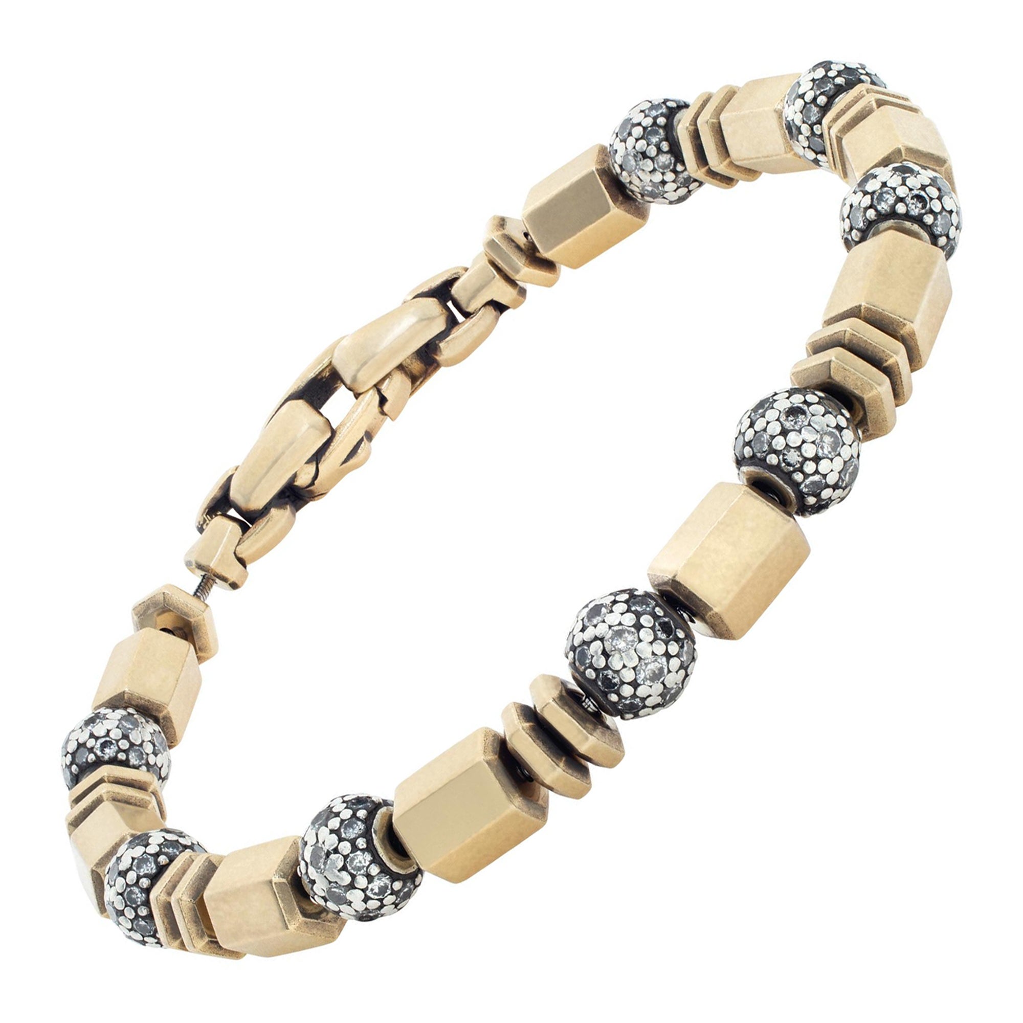 David Yurman Bracelet spirituel en or jaune 18 carats avec perles et diamants  en vente