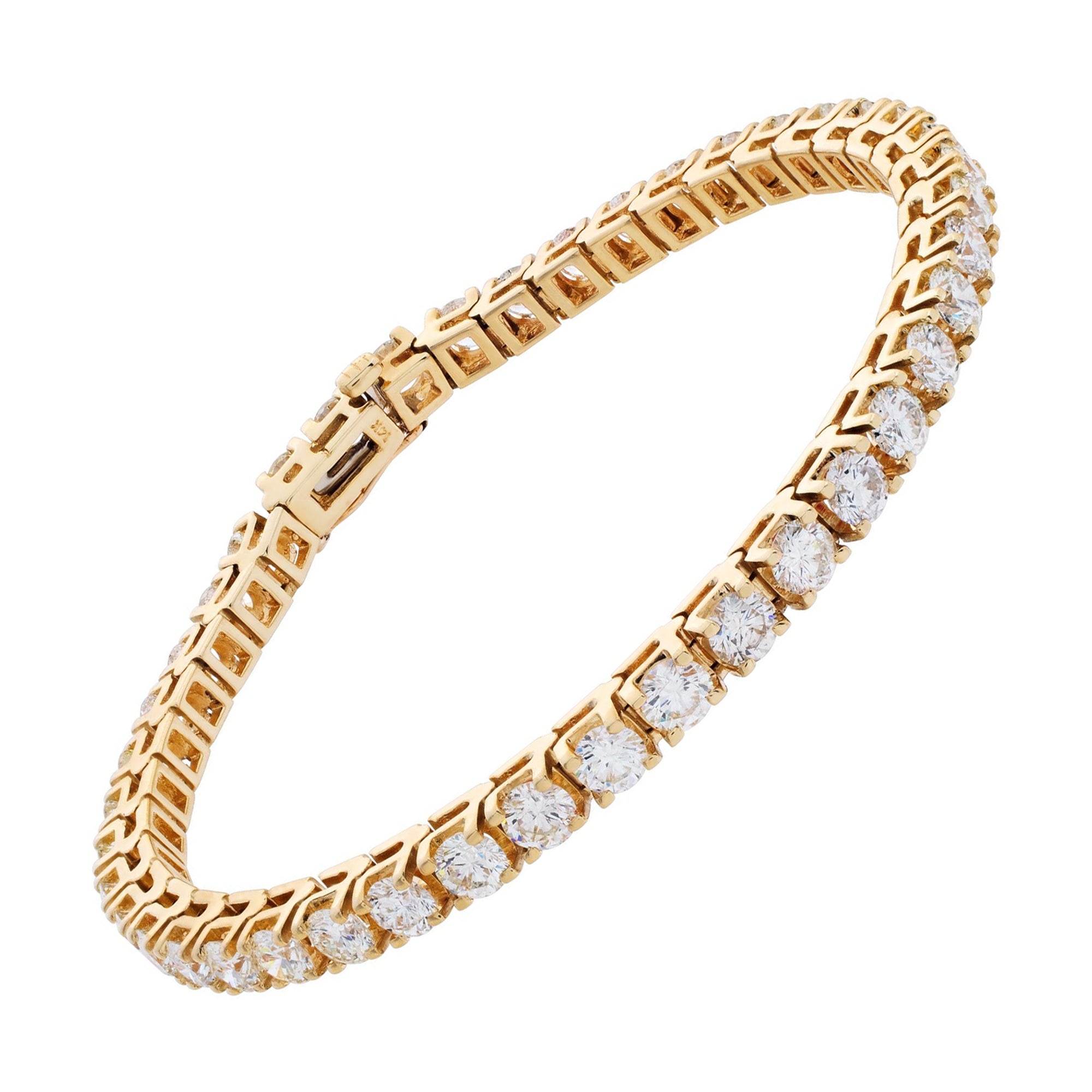 Bracelet ligne en or jaune 14 carats avec diamants