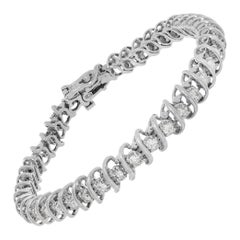 Bracelet ligne en or blanc 14 carats avec diamants