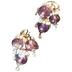Seaman Schepps Double Amethyst Diamond Gold Pins 10