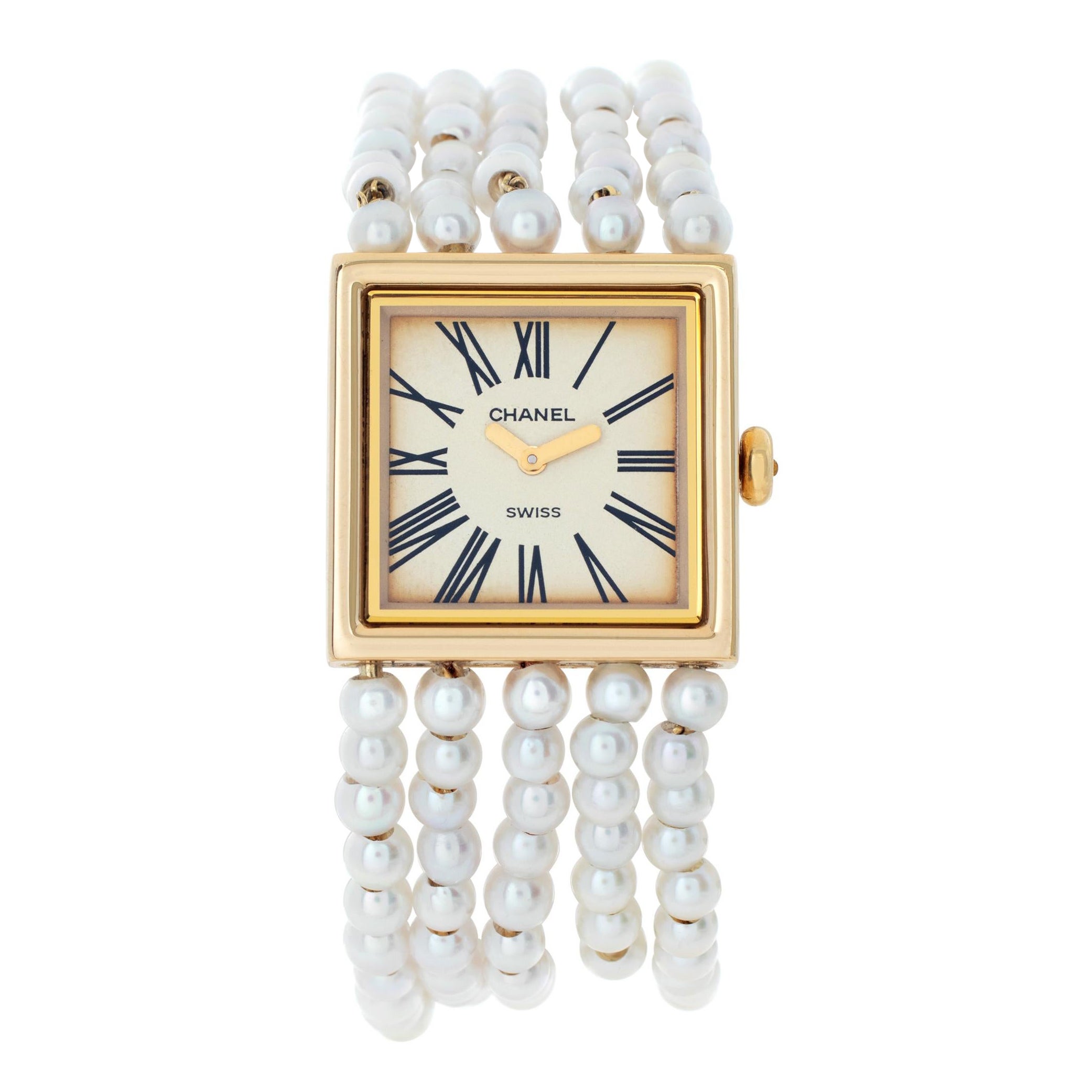 Chanel Mademoiselle 18k yellow gold Quartz Wristwatch Ref h0007 For Sale