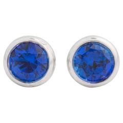 Tiffany & Co. Elsa Peretti Collection Blue Sapphire Platinum Earrings 
