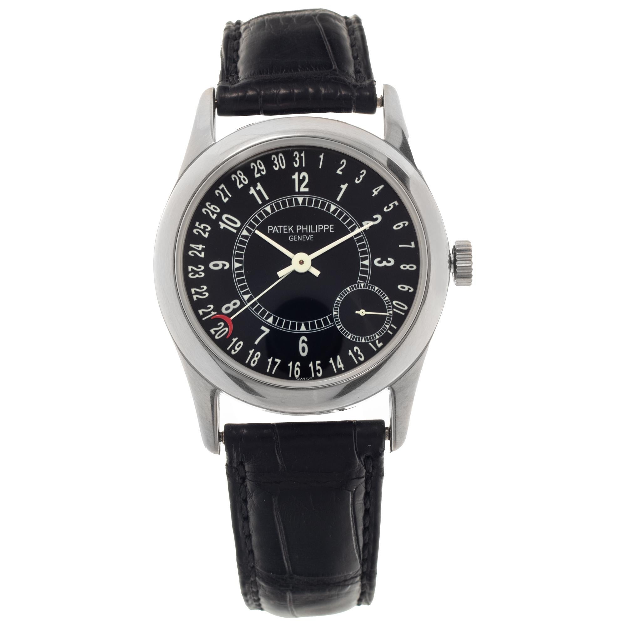Patek Philippe Calatrava 18k white gold Automatic Wristwatch Ref 6000g For Sale