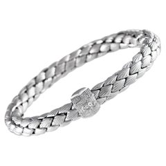 Chimento Stretch Classic 18K White Gold Diamond Braided Satin Finish Bracelet