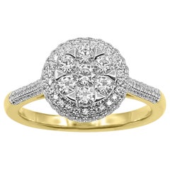 TJD 1.0 Carat Round Diamond 14 Karat Yellow Gold Cluster Fashion Wedding Band