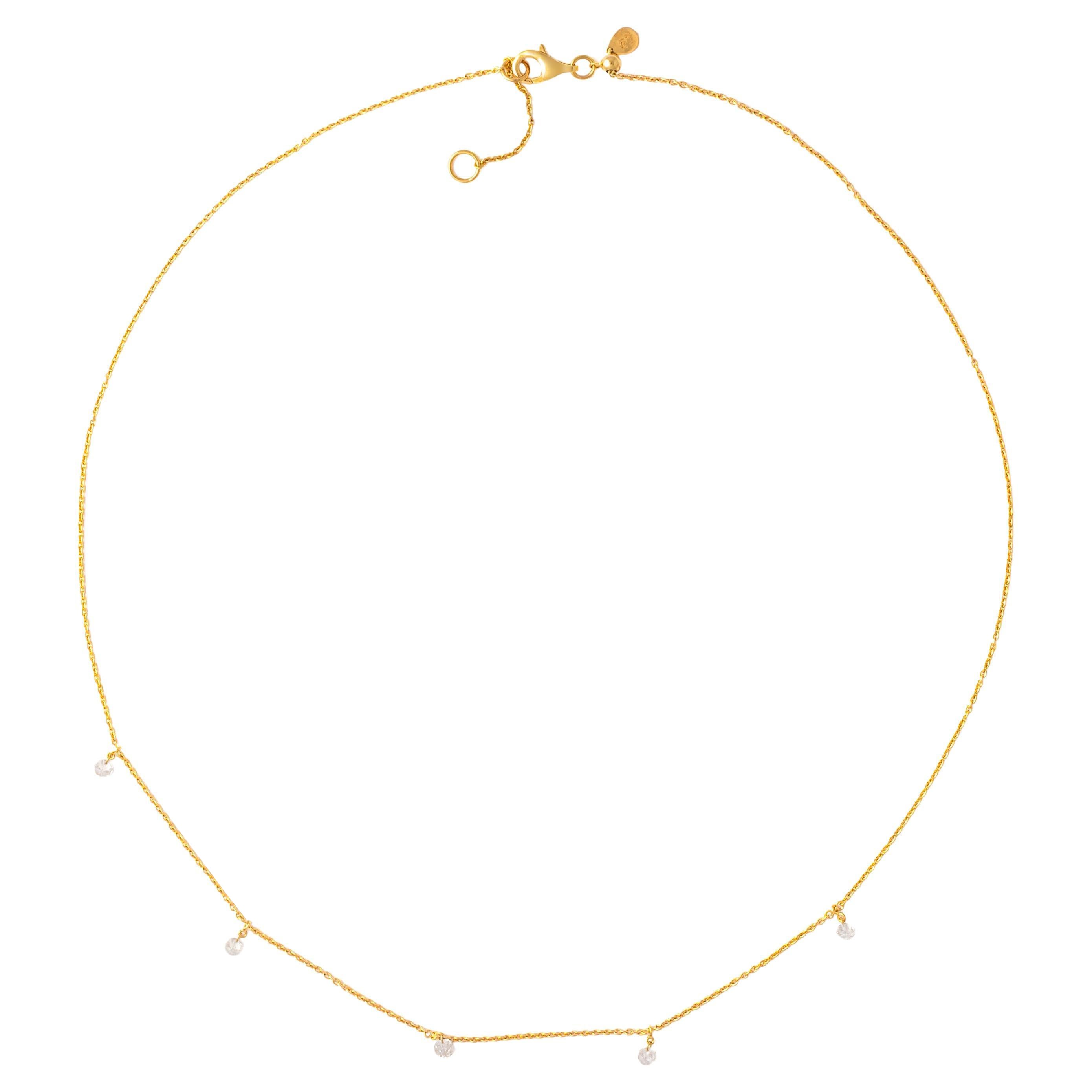 Necklace 18K Yellow Gold Natural Diamond